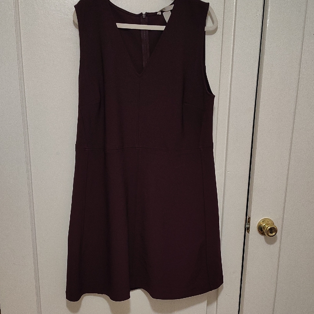 H&M Sleeveless V-Neck Dress in Burgundy